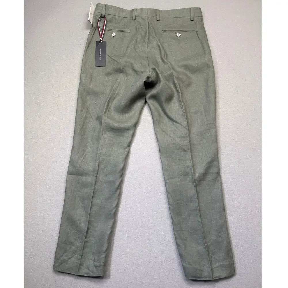 Tommy Hilfiger Modern Fit Linen Men's Suit Pants Sage, 34x30 $125
